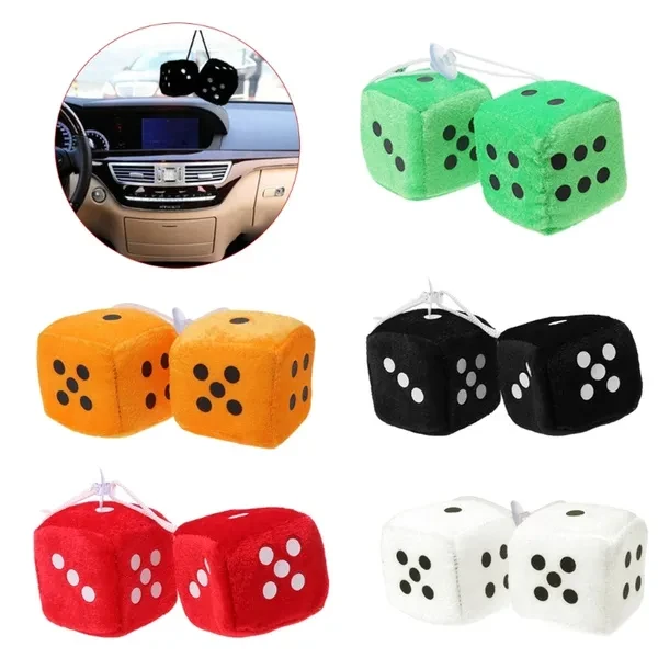 1 Pair Fuzzy Dice Dots Rear View Mirror Hanger Decoration Car Styling Accessorie FRI