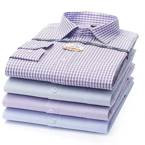 Mens Dress Shirts Formal Business Long Sleeves No Iron Plaids Casual Shirts Top