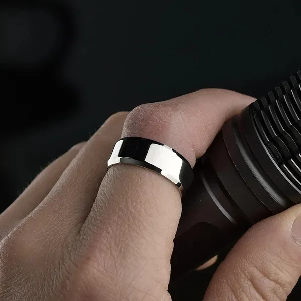 8mm Simple Charm Men Ring Smooth Stainless Steel Black Gold Charms Rings Wedding Couples Rings for Man or Woman Gift