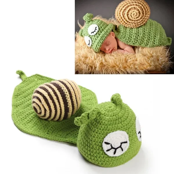Baby Snail Photography Prop Newborn Girls Boys Birthday Party Knit Costume Kit KIN