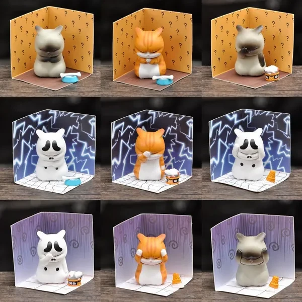 1Pc Random Type Blind Box Pet Cat Figurine Model Toys Kawaii Distressful Kitten Cat Figure Mini Animals Home Ornament Kid Xmas Gift Collection