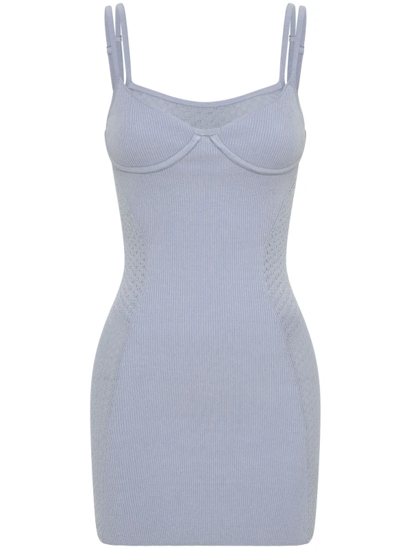 Dion Lee Serpent lace-panel ribbed-knit minidress