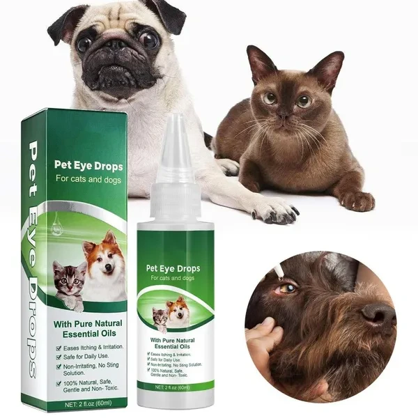 Eye Drops Cleaner for Dogs 60ml Useful Mild Ingredients Soothing Moisturizing Stain Remover for Pet Eyes Care Drops FOR