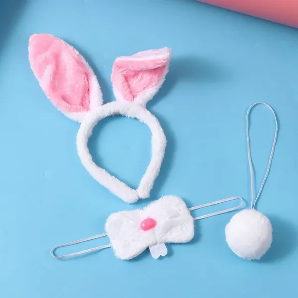 Bunny Costume Set Rabbit Ears Nose Tail Butt Plug Fancy Costume Accessories Kit for Bunny Cosplay Costume
