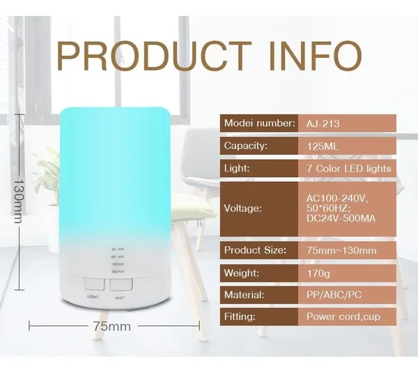 USB Humidifier Ultrasonic Aroma Diffuser Essential Oil Electric Air Purifier Difusor Grain Lamp Aromatherapy For Office Or Home