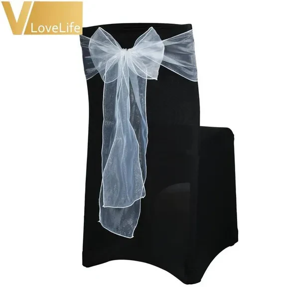 50pcs 18cm x 275cm Sheer Organza Chair Sash Bow For Cover Sashes Bow Banquet Wedding Party Event Xmas Home Decoration Sheer Organza Fabric Skirt Supply 7 x 108