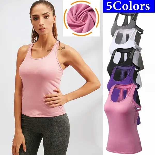 Sexy Women's Professional Yoga Vest Fitness Tank Tops Active T-shirt Quick Dry Running Workout Sports Vest Workout Yoga Clothes