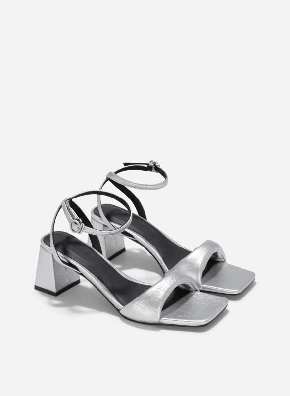 Padded Strap Square-Toe Sandals - PUM 0785 - Silver