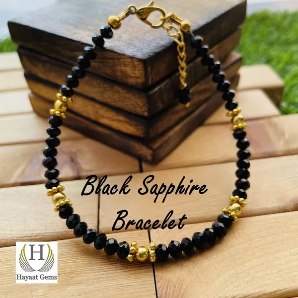 Black Sapphire Healing Bracelet Sapphire Cut Faceted Beads Beautiful Bracelet, For Boys and Girls, Gift Bracelet Jewelry Making
