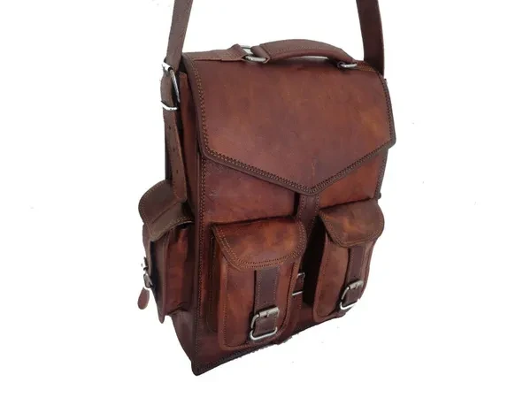 Men's Real Leather Handmade Brown Backpack Laptop Bag Large Hiking Travel Carry On New Bag