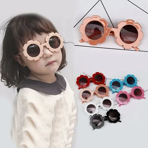 Sun Flower Cute Kids Sunglasses AntiUV400 Children Round Plastic Fashion Eyewear