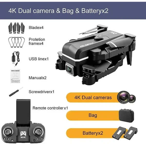 Quad air Drone RC Drone 4K HD Dual Camera WIFI FPV KK1 2 x Battery Rc Quadcopter