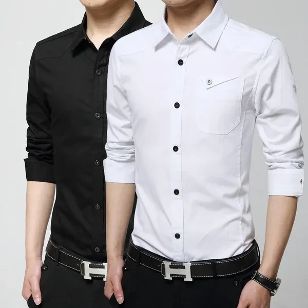 Mens Military Shirts Long Sleeves Cotton Slim Fit Multicolor Button Down Casual Shirts Tops