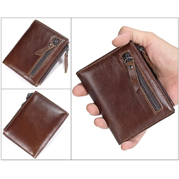 Men Fashion Genuine Leather Wallet Credit Card Clutch Purse Gifts
