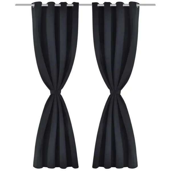 Blackout Curtain with Metal Eyelets 270x245 cm Black Vorhänge gordijnen rideaux