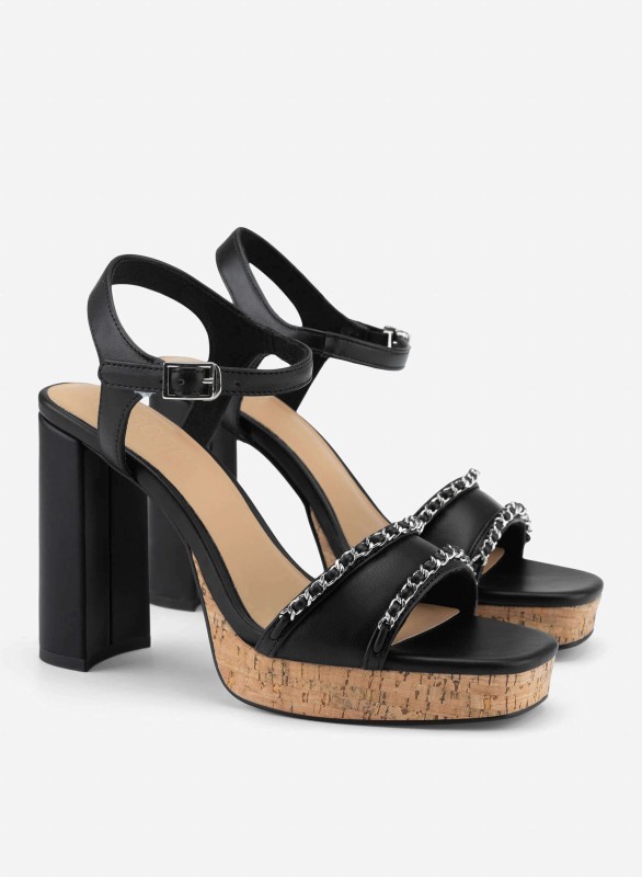 Chain Strap Platform Sandals - PUM 0814 - Black