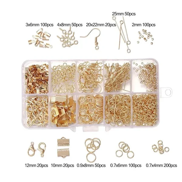 10 Grids Metal Jewelry Making Kit DIY Necklace Materials Repair Tool DIY Findings and Beading Wires Supplies