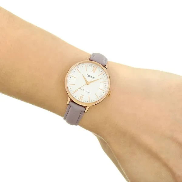 Lorus RG264LX6 Soft Mauve Leather Strap Gold Rose Strap Ladies Watch