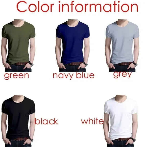1/2/3/4/5 pcs Men's Breathable O-Neck T-Shirts Silm Fit T-shirt Mens Casual T Shirt Solid Color Tshirt Men's Clothing S-3XL