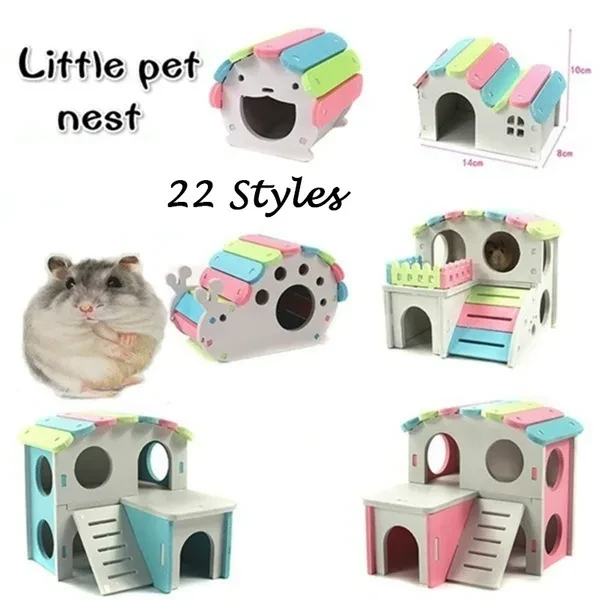 New Pet Castle House Toy Viewing Deck Ladder Pet Products 1 PC Hamster House Hamster Nest Wooden Seesaw