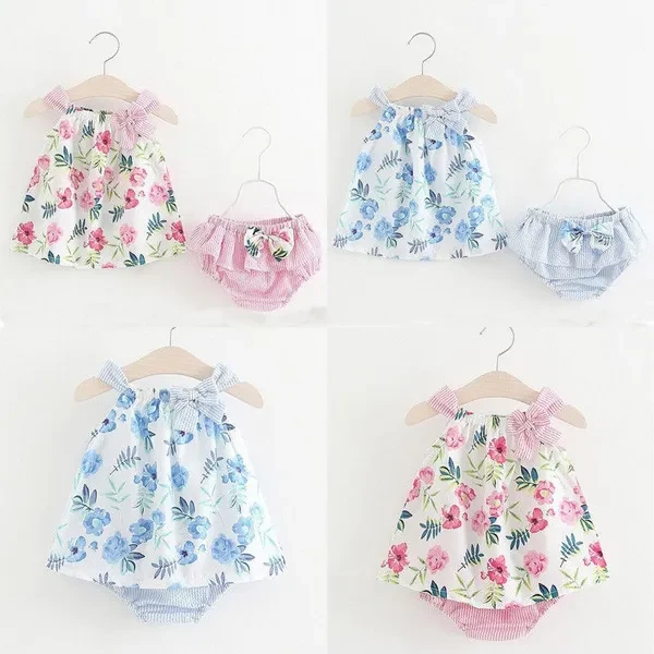 2Pcs Newborn Infant Kids Baby Girl Clothes Floral Top+Short Pants Outfits Set
