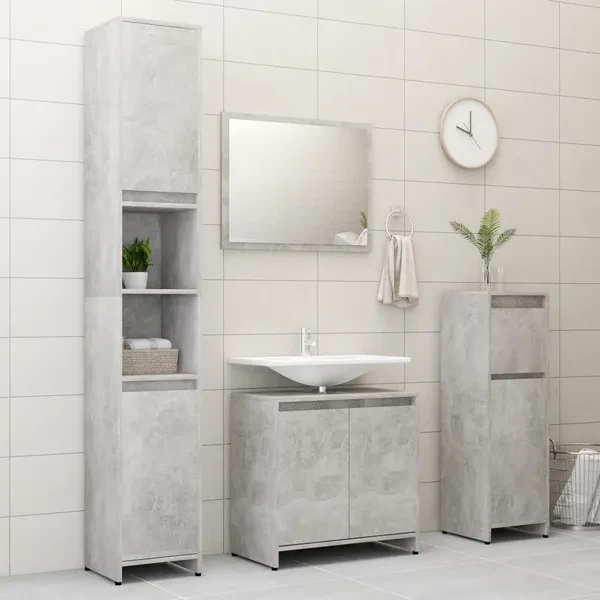 Bathroom furniture set concrete grey chipboard Badezimmer-Möbel-Set Ensemble de meubles de salle de bains Badkamermeubels Set