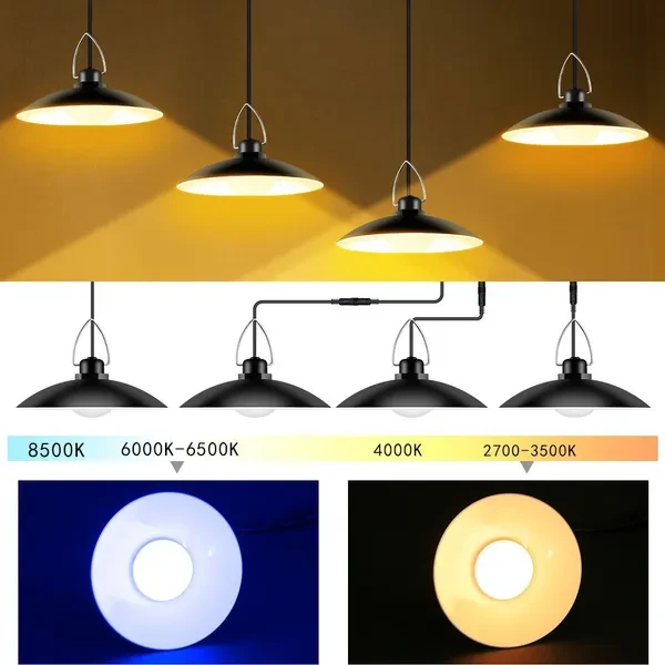 80/60/40/20LED Solar Light Solar Chandelier Outdoor Lighting Retro Bulb Chandelier Powered Pendant Lights Split Solar Light IP65