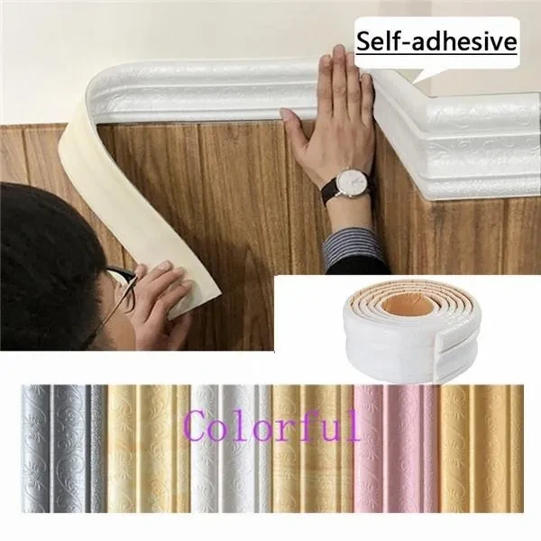 Waterproof Self-Adhesive 3D Foam Wall Stickers Wallpaper Border Wall Decor Removable Sticker