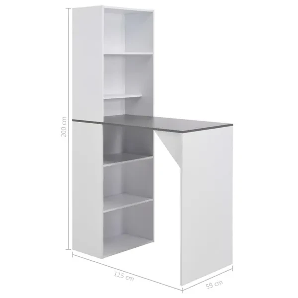 Bar Table with Cabinet White 115x59x200 cm Bartisch Bartafel Table de bar