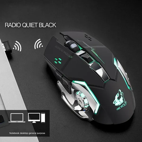 Rechargeable Wireless Silent LED Backlit Gaming Mouse USB Optical Mouse for PC