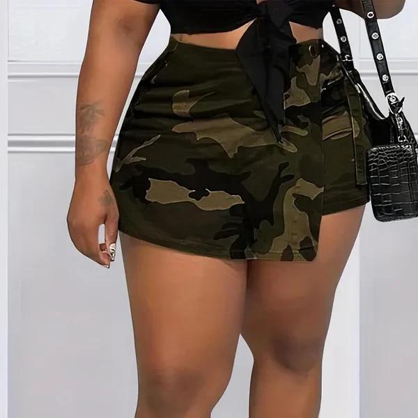 Polyester Summer Shorts Skirts Spandex Easy Care Women Casual Shorts Zip Camouflage