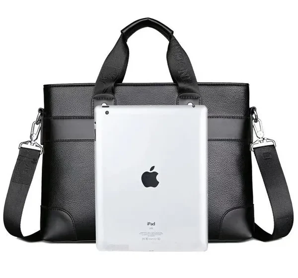 Portable Men's Shoulder Crossbody Bag Business Briefcase Leather Laptop Handbag Casual Travel Bag