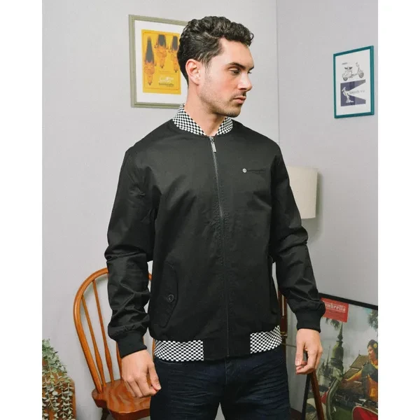 Lambretta Mens Two Tone Mod Full Zip Bomber Jacket Coat