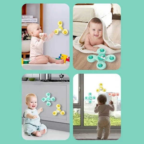 Cute Rotary Windmill Suction Spinning Toy Educational Toy for Baby Toddler Kids Dining Table Bathing Love Marine Anime Fingertip Gyro Spinner Gift for Children Bathing Toys 1-3pcs