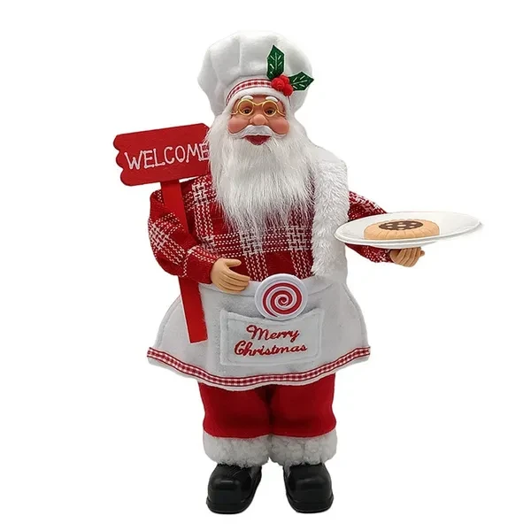 12'' Chef Santa Claus Figurines Merry Christmas Figure Decorations Table Decor DGZ