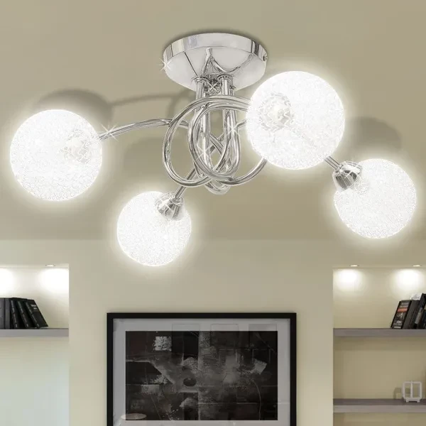 Ceiling Lamp with Mesh Wire Shades for 4 G9 Bulbs Deckenleuchte Plafondlicht Plafonnier