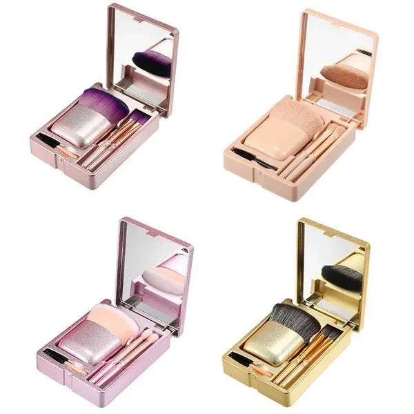 4Pcs/Set Professional Portable Mini Makeup Brush Set Soft Fur Beauty Eye Shadow Foundation Blush Cosmetic Brushes Outdoor Travel Kit