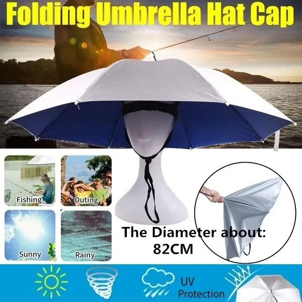 65cm77cm Diameter Fashion Outdoor Sunscreen Windproof -Mounted Umbrella Top Folding Hat Umbrella