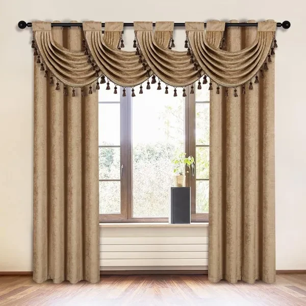 （Curtain Shop）1 panel cortain or Valance Double-Sided Chenille Curtains for Living Room Modern Window Treatment for Bedroom Curtain,Grommet Top