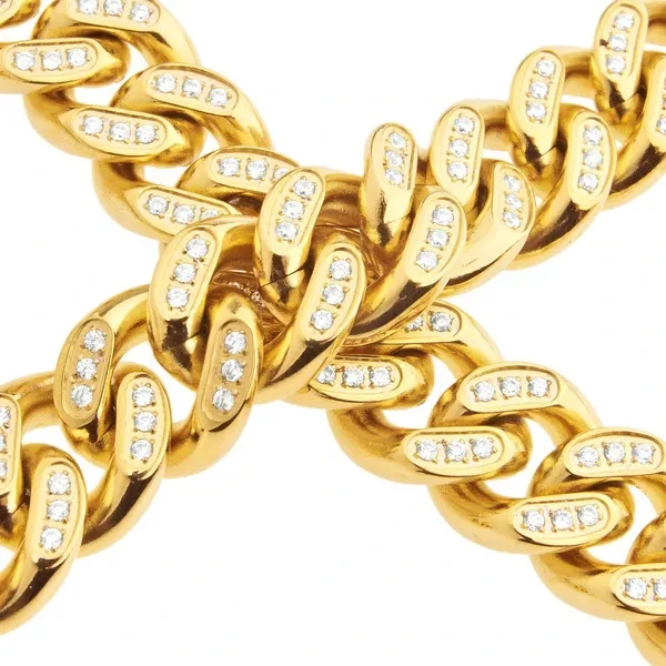 Iced Out Bling Stainless Steel Miami Cuban Chain - 14mm gold