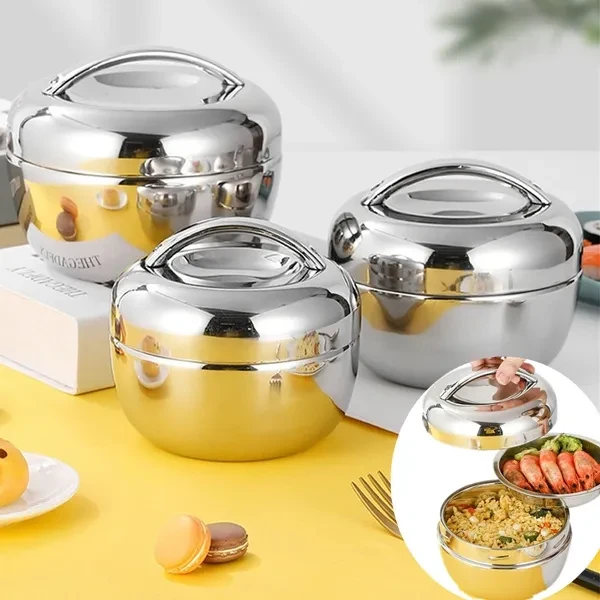 Double Layer Lunch Box Thermal Insulated Food Container Stainless Steel Hot Box
