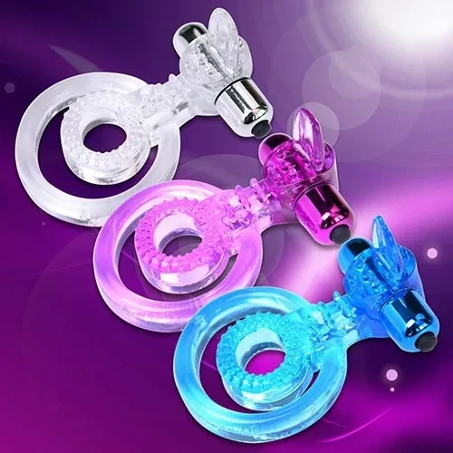 Men Dual Ring Jelly Vibrating Cock Penis Rings Collars Adult Products Sex Toys