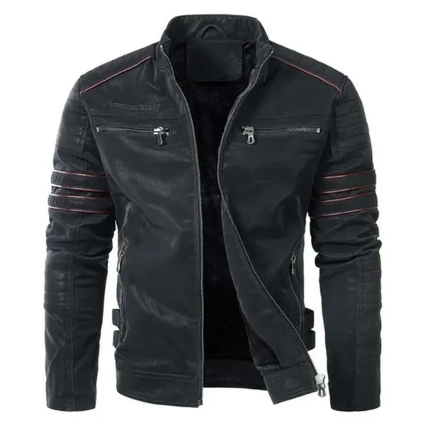 Plus Size Jacket Men's Fashion Leather Jacket Zipper Coat Leisure Jacket Embroidery Jacket 3 Colors