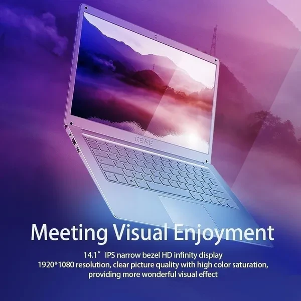 QERE 14.1 inch Laptop With 6G RAM 128G SSD Gaming Laptops Ultrabook intel j3455 Quad Core Win10 Notebook Computer